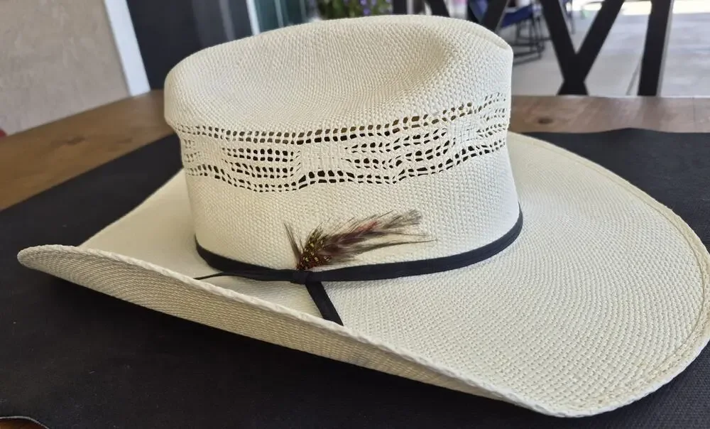 Resistol Denison Double RR Collection 7X Bangora Straw Cowboy Hat Beige